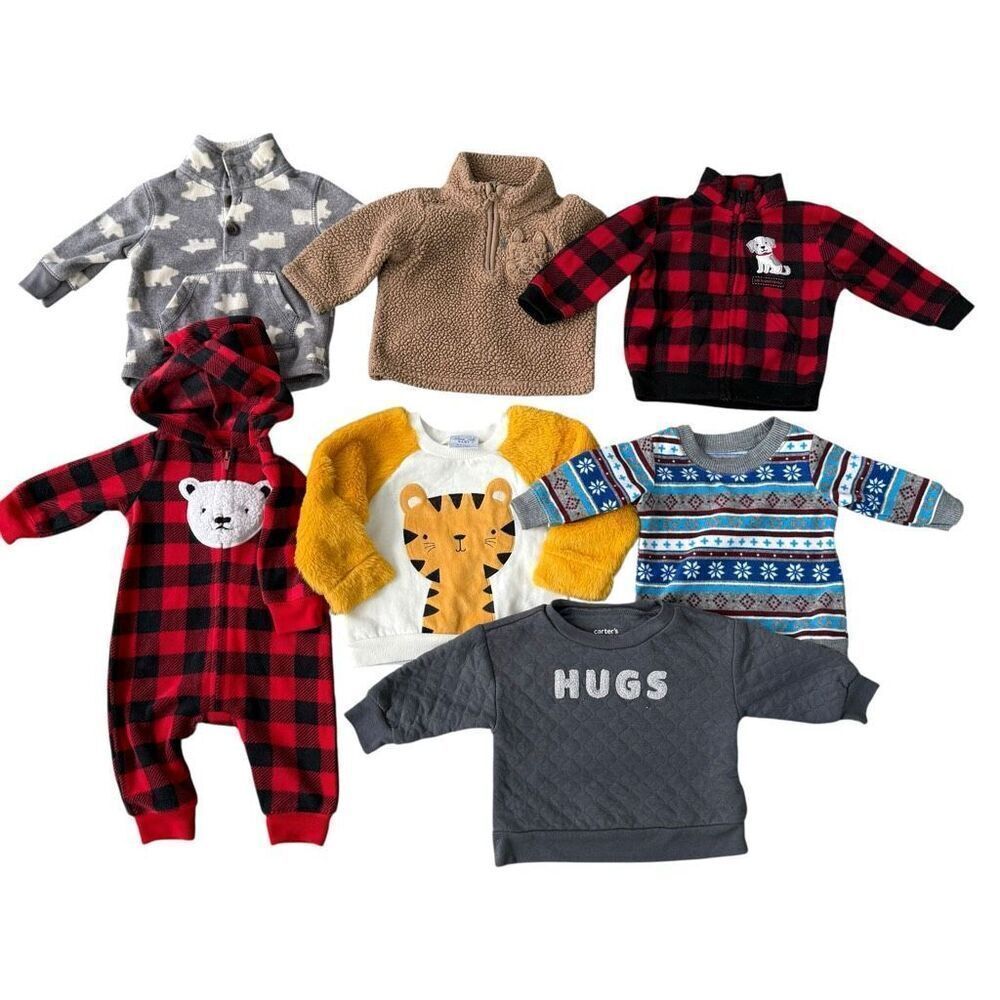 Set ofโ7 boys infant sweatshirts, 4 of them size 3 months, 3 of them 3-6 months